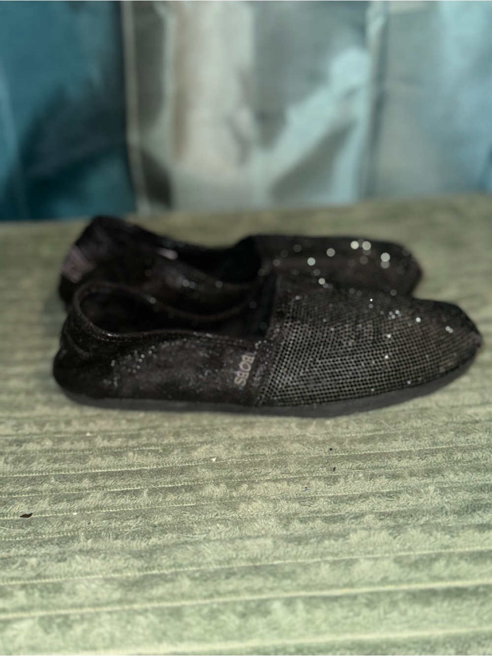 BOBS from Skechers Black Sequin Slip-On Flats